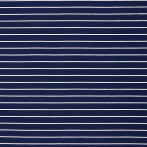 Jersey  Steifen in weiß auf blau breit