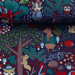 Lade das Bild in den Galerie-Viewer, French Terry Waldtiere im Zauberwald auf blau
