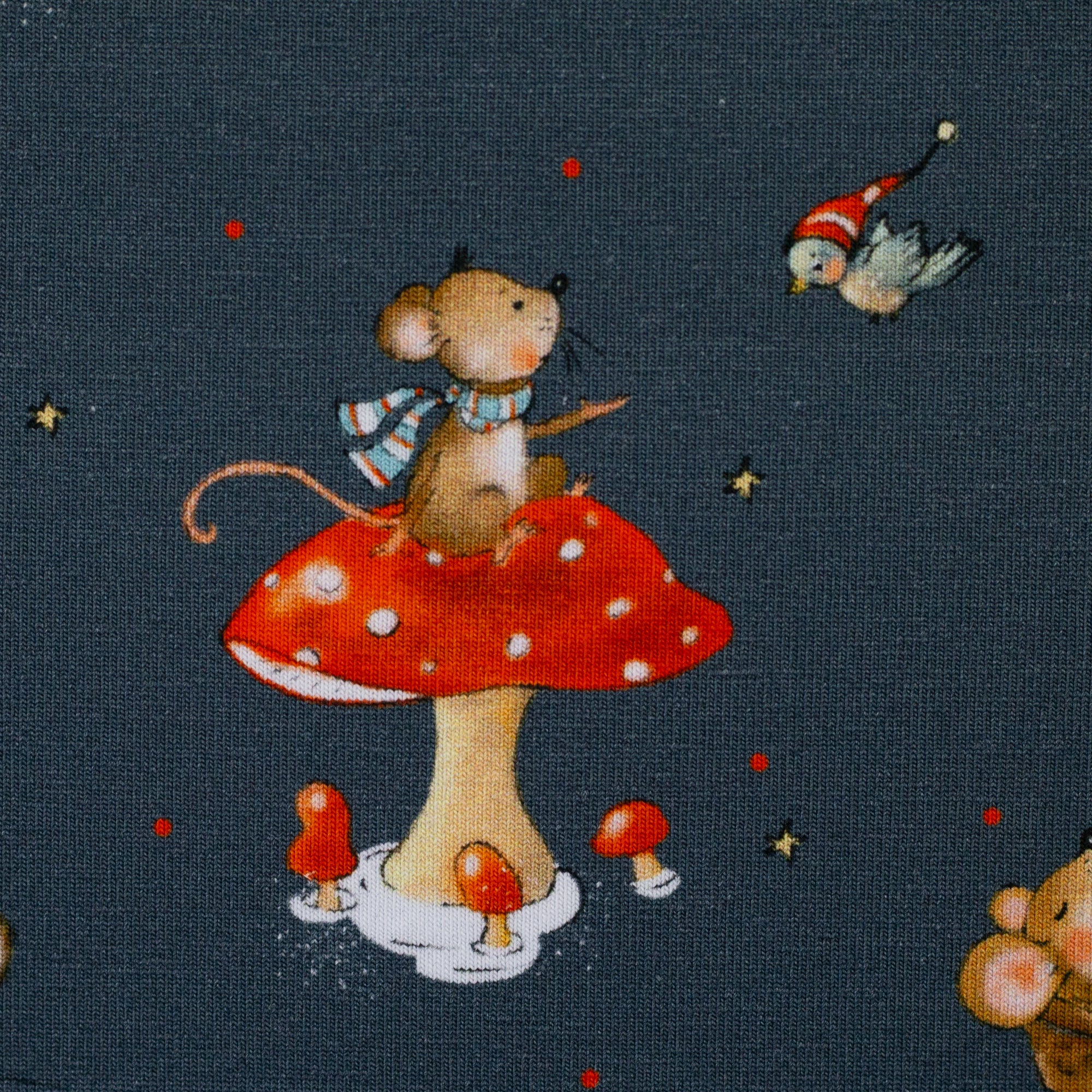 Jersey Winter - Weihnachts - Mäuse auf blau