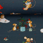 Lade das Bild in den Galerie-Viewer, Jersey Winter - Weihnachts - Mäuse auf blau
