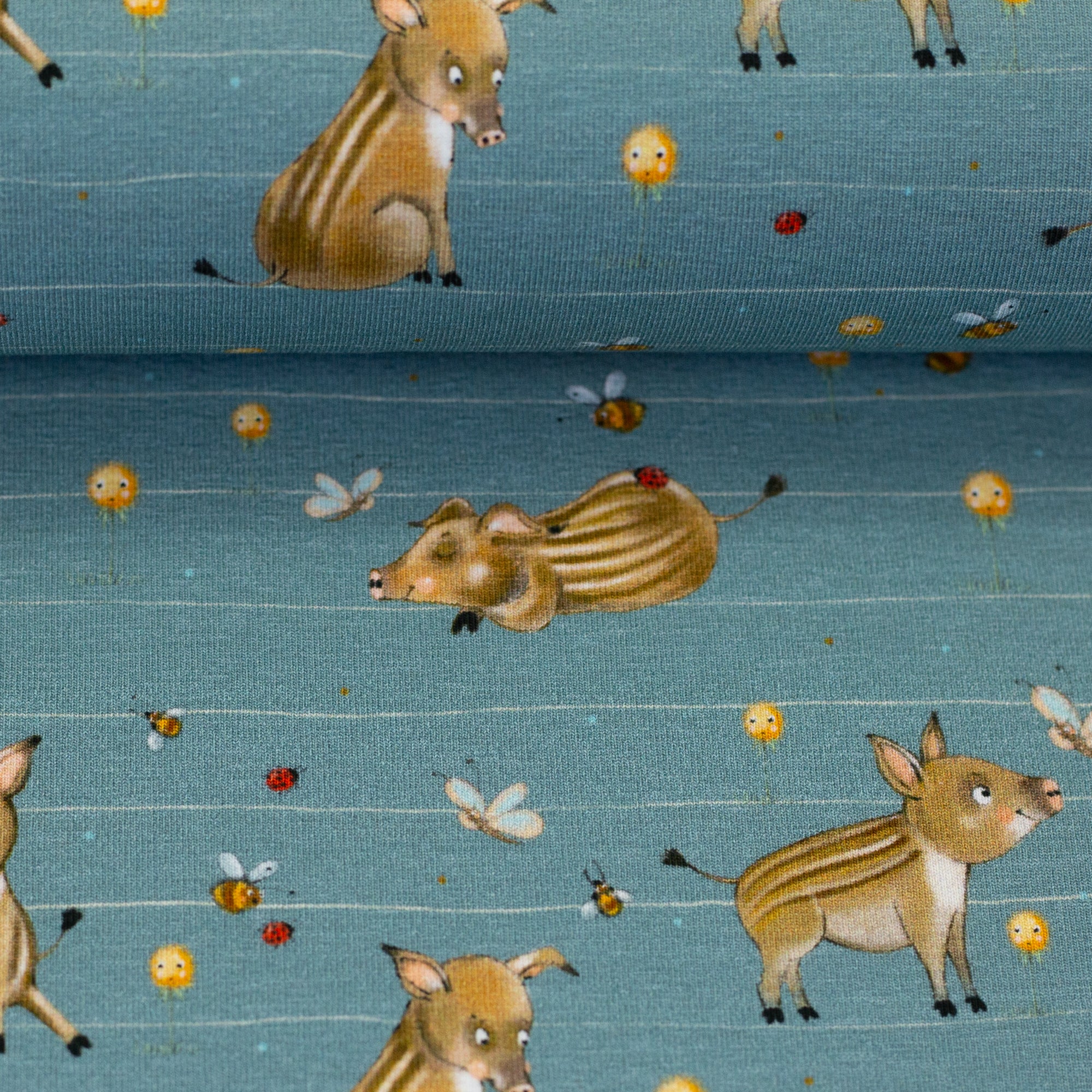 Jersey glückliche Wildschweine auf blau