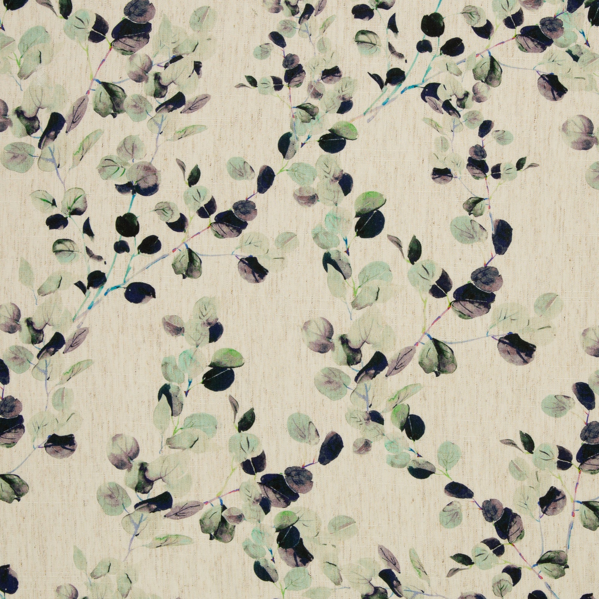 Viskose-Leinen Blätter Eukalyptus beige