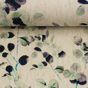 Viskose-Leinen Blätter Eukalyptus beige
