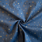 Lade das Bild in den Galerie-Viewer, Baumwolle Weihnachtsstoff funkelnde Sterne auf blau
