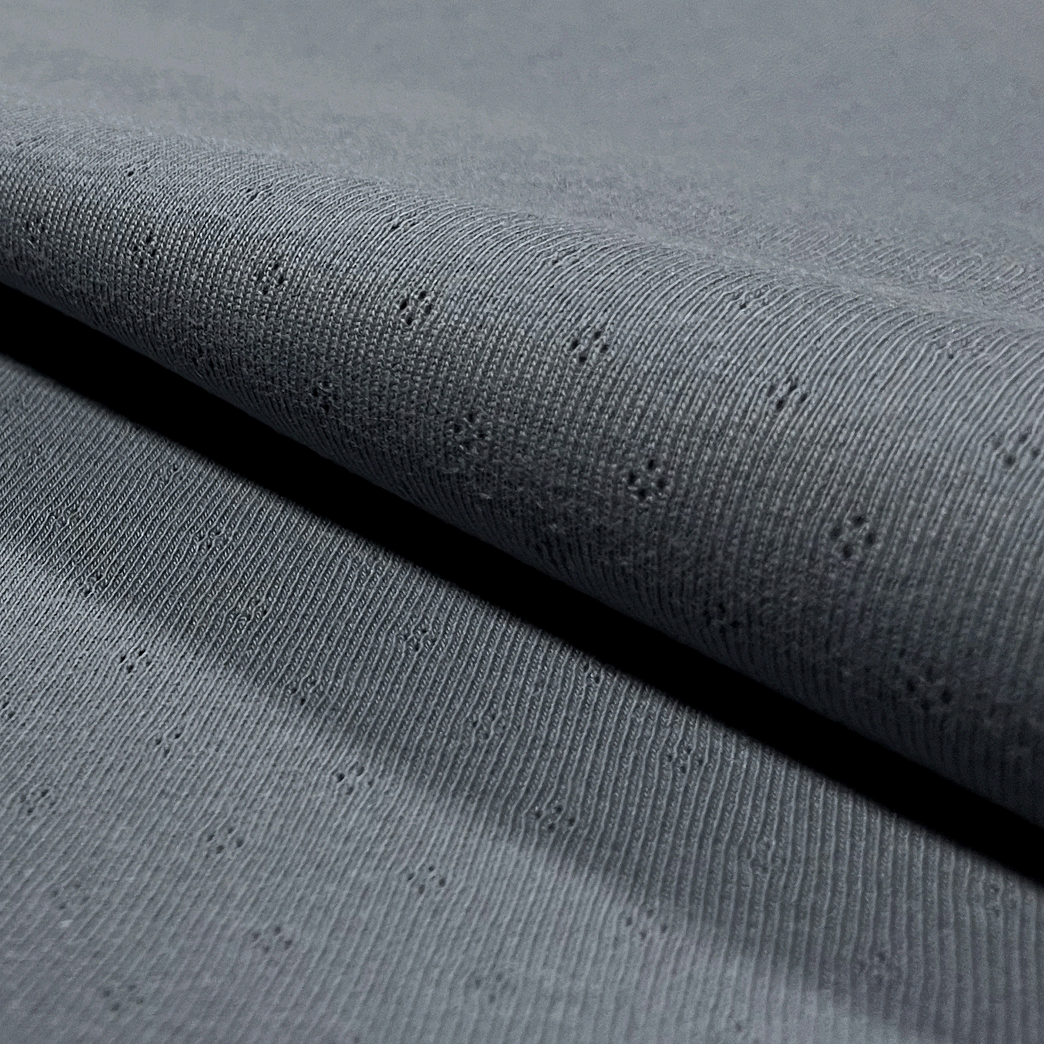 Jersey uni Lochstrickjersey stahlblau