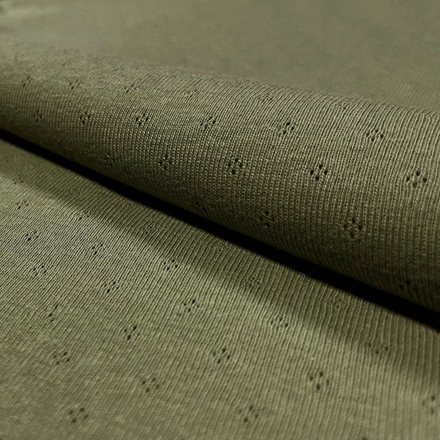 Jersey uni Lochstrickjersey grün
