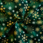 Lade das Bild in den Galerie-Viewer, Baumwolle goldene Schneeflocken auf grün
