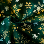 Lade das Bild in den Galerie-Viewer, Baumwolle goldene Schneeflocken auf grün
