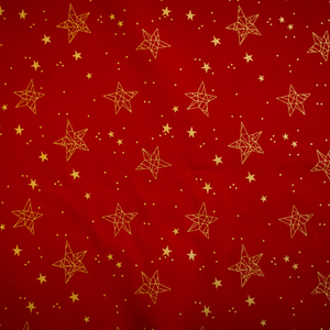 Baumwolle Weihnachtsstoff goldene Sterne auf rot