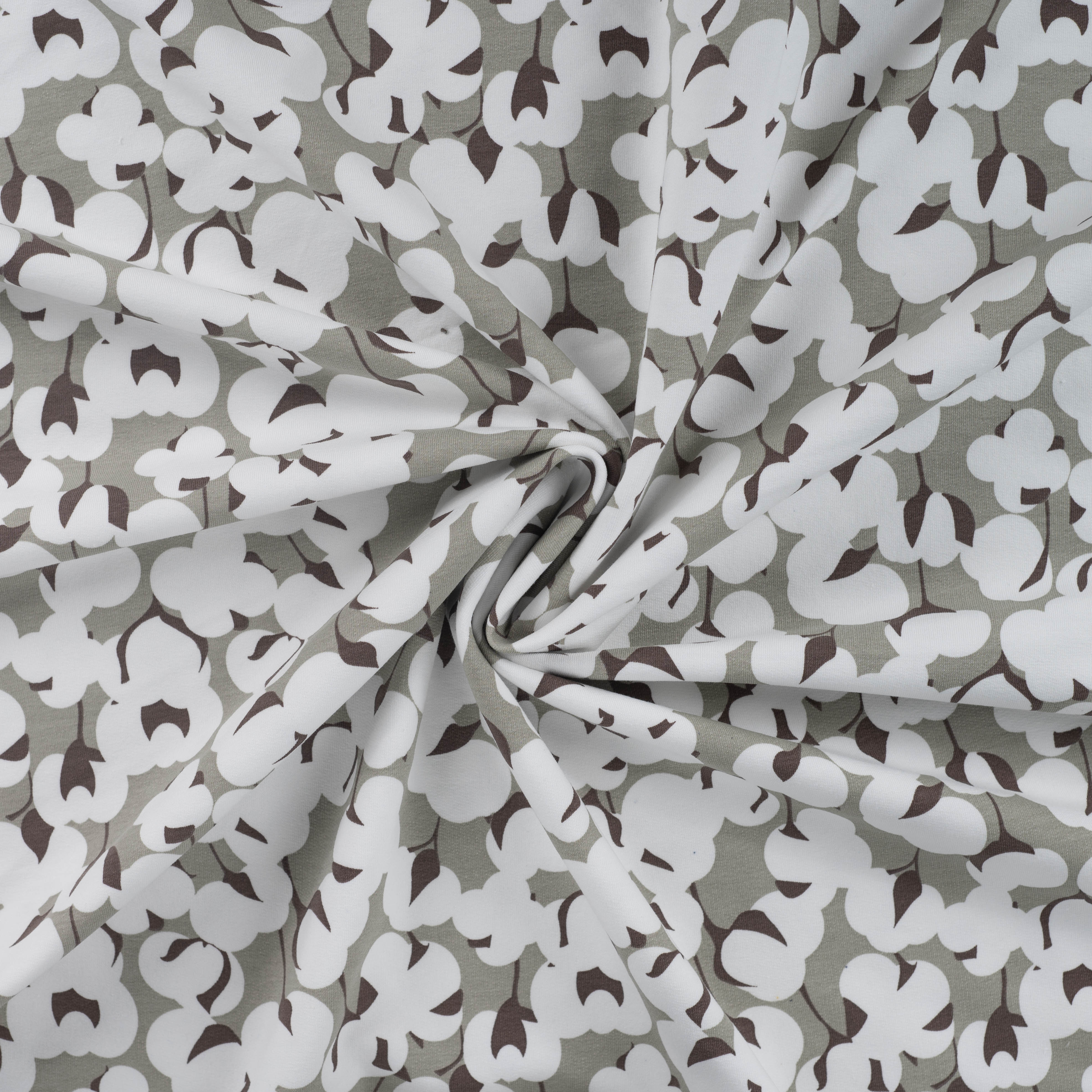 French Terry Muster auf grau/oliv Qjutie
