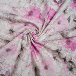 Lade das Bild in den Galerie-Viewer, Leinen-Baumwolle skizzierte Blüten auf weiß
