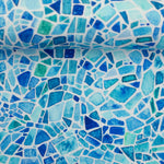 Lade das Bild in den Galerie-Viewer, Jersey Mosaik blautöne auf weiß
