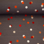 Lade das Bild in den Galerie-Viewer, Jersey Punkte bunt auf braun
