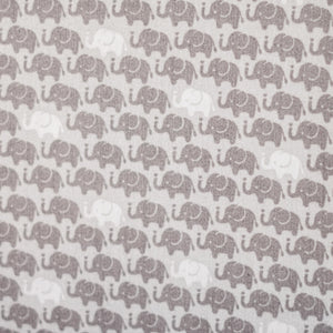 Baumwollstoff kleine Elefanten auf grau