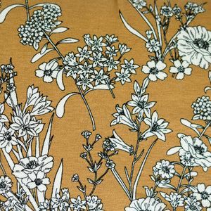 Viskose-Jersey Blütenzweige auf beige-braun Stenzo