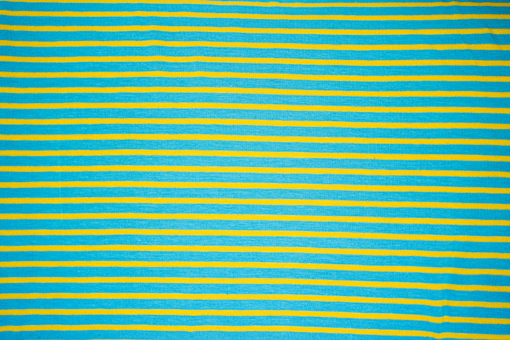 Jersey Streifen taubenblau-gelb
