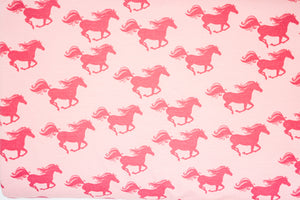 French Terry Pferde auf rosa