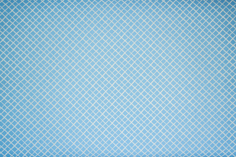 Baumwollstoff weißes Gittermuster auf hellblau