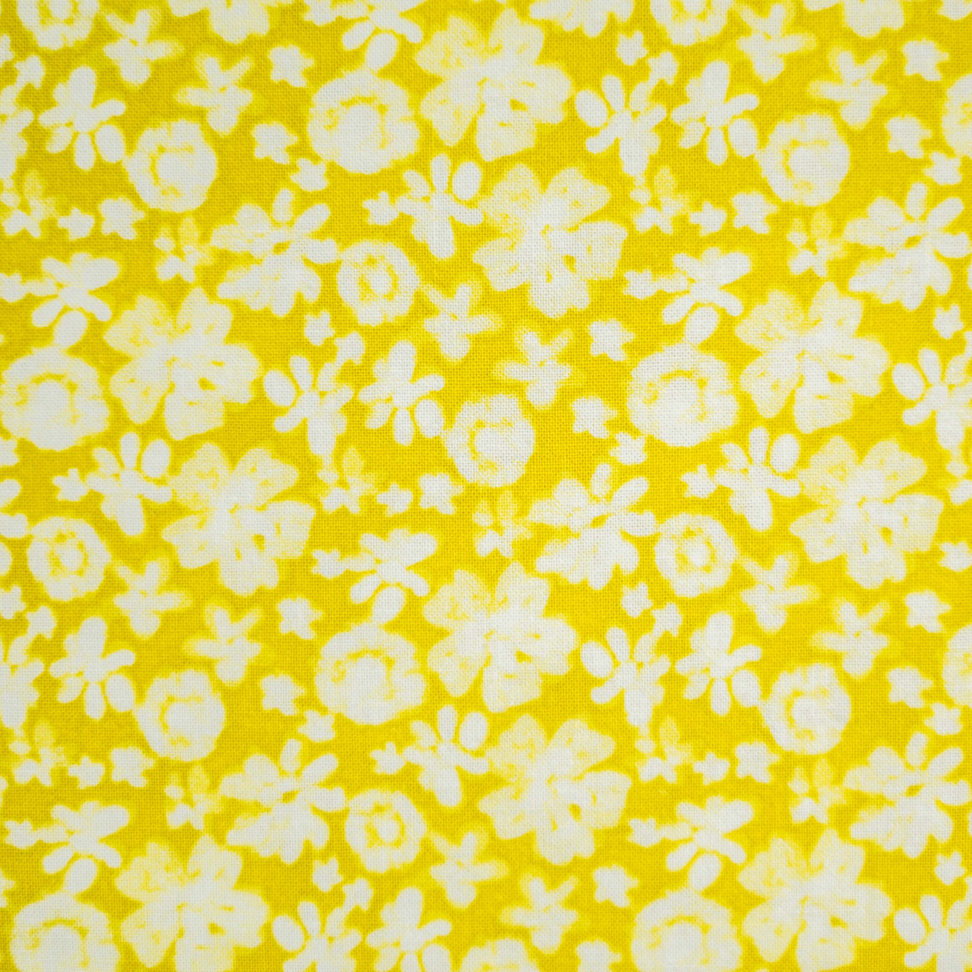 Baumwollstoff Blüten auf gelb