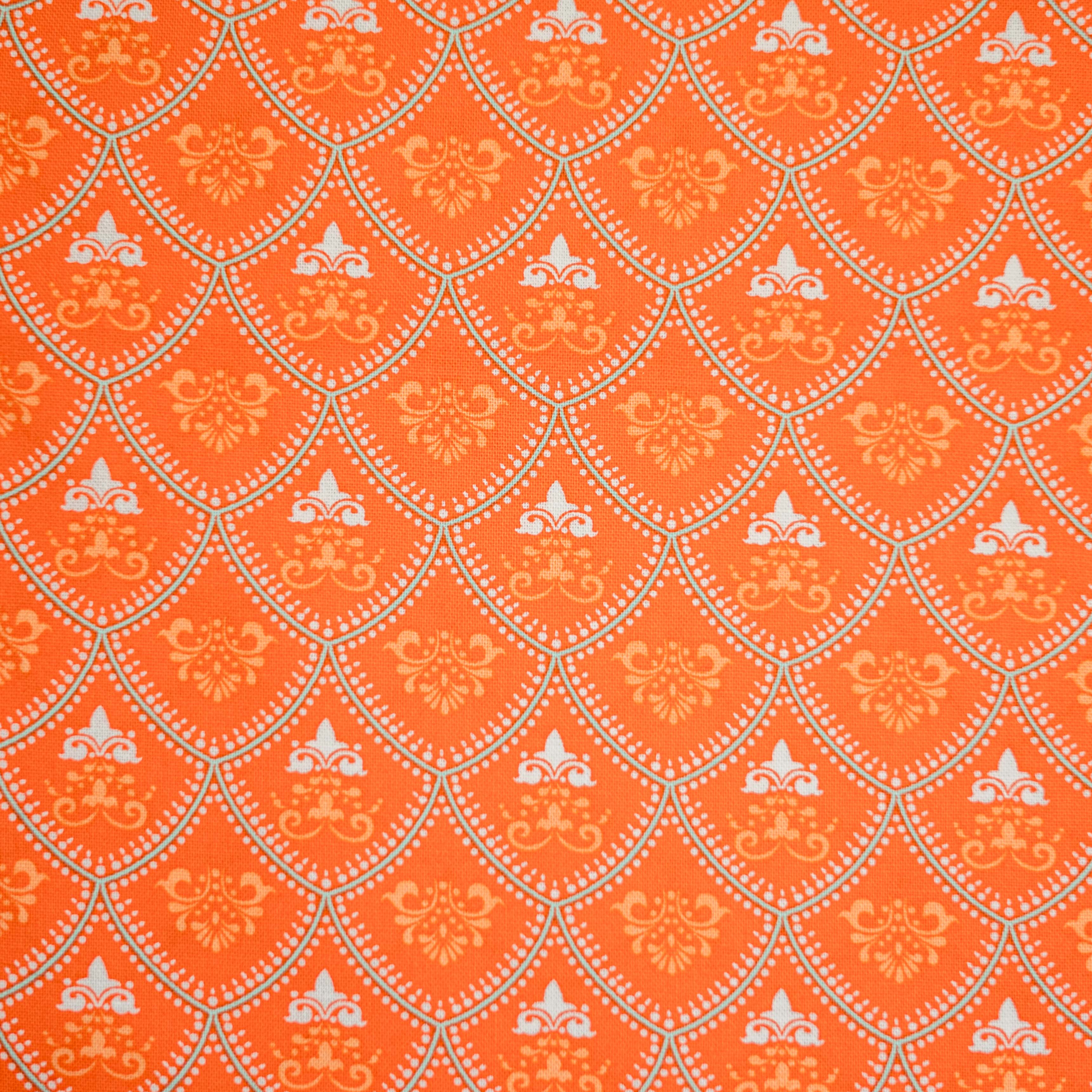 Baumwollstoff Wappenmuster auf orange Klaranähta