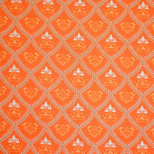 Baumwollstoff Wappenmuster auf orange Klaranähta