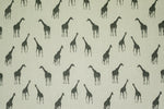 Lade das Bild in den Galerie-Viewer, Baumwollstoff Giraffen auf grau-grün
