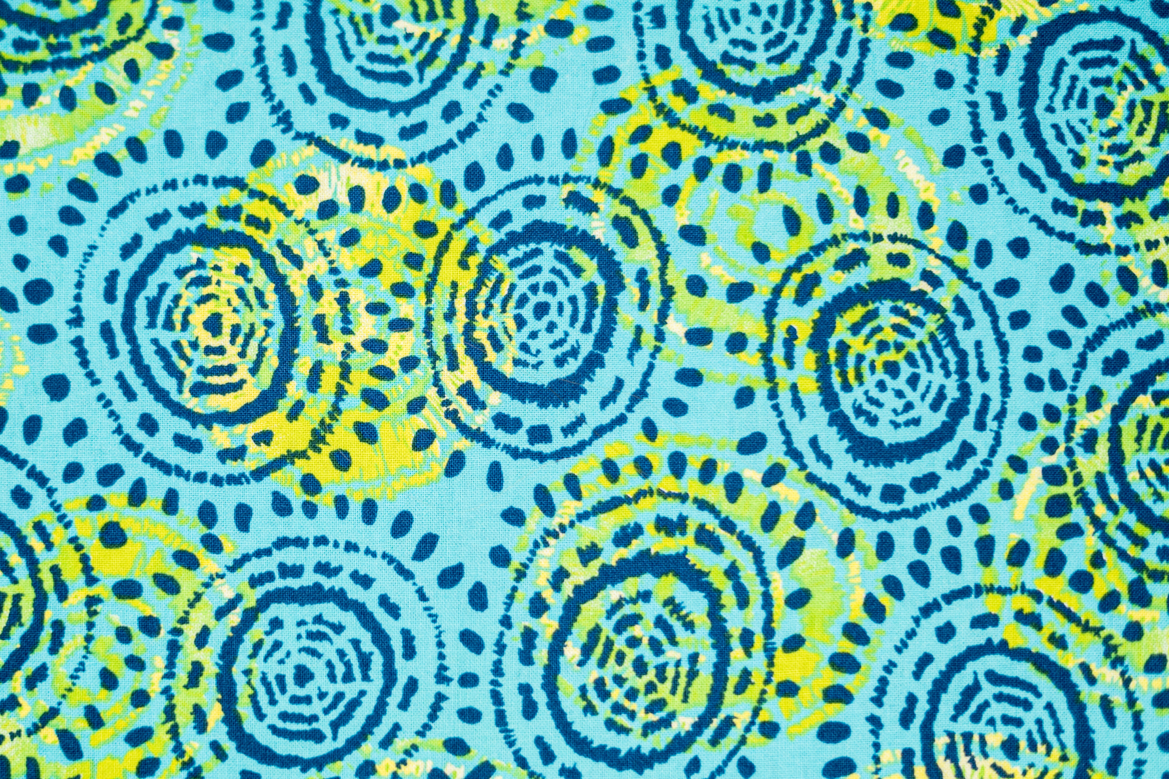 Baumwollstoff Punktkreise auf türkisblau