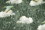Lade das Bild in den Galerie-Viewer, Jersey Vogelwelt auf moosgrün Digitaldruck
